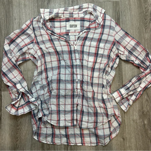 Grayson Tops - Anthropologie Grayson Flannel Striped Longsleeve Button Up Blouse Size Small